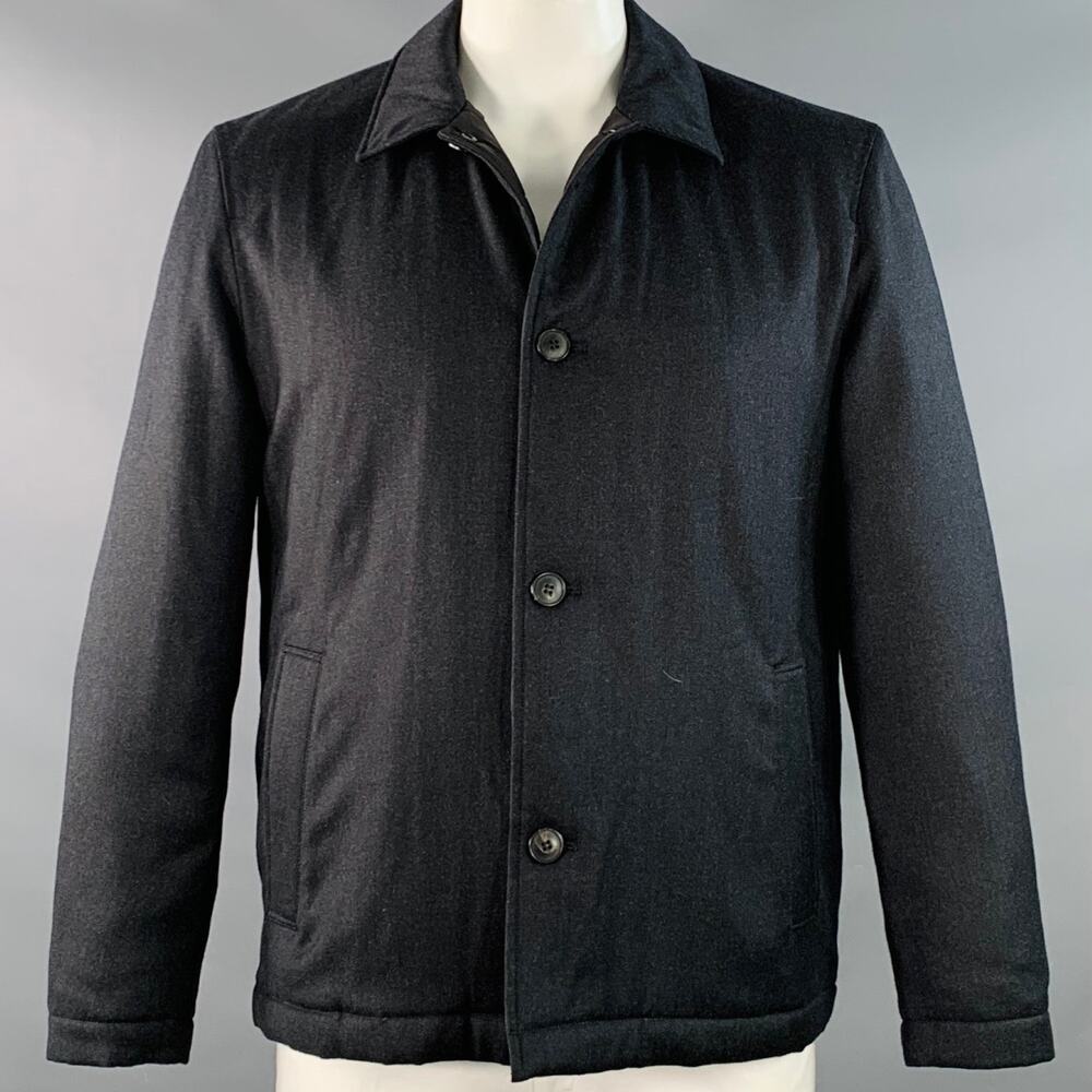 SUNSPEL Size L Grey Charcoal Wool Button Up Coat